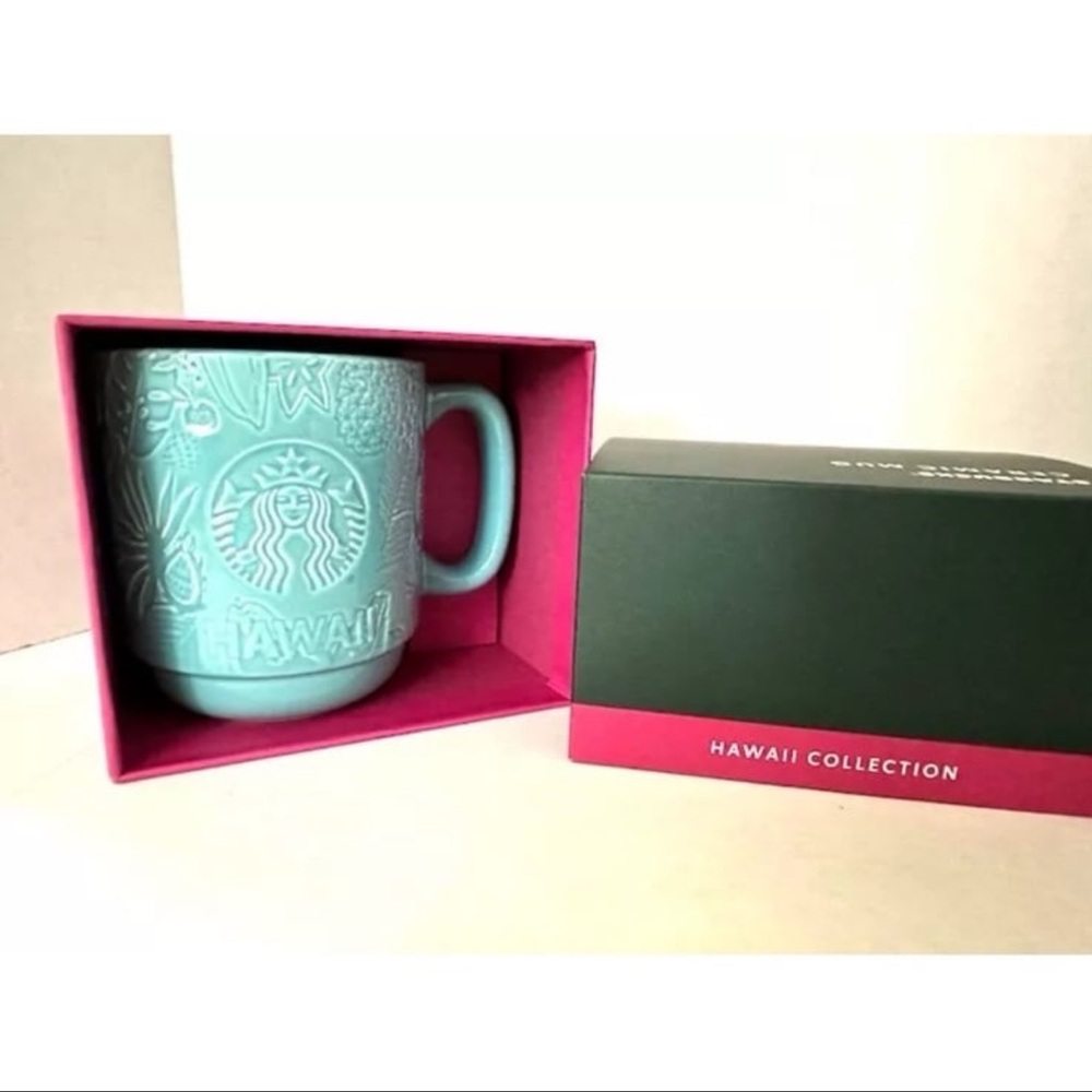 NEW Starbucks HAWAII COLLECTION CERAMIC MUG 12 fl oz Aqua Blue Tropical Ocean - Picture 4 of 5
